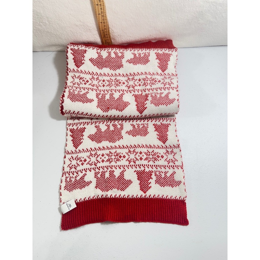 Vera Bradley Red White Bear Snowflake Knit Scarf Holiday Winter - Picture 2 of 4